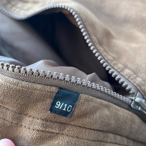 Vintage Brown Faux Suede Quilted Coat 90s Oversized Jacket Size 10 - Picture 6 of 6